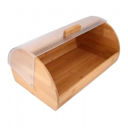 Porta Pão 39x28x19cm Em Bambu Com Tampa Em Acrílico